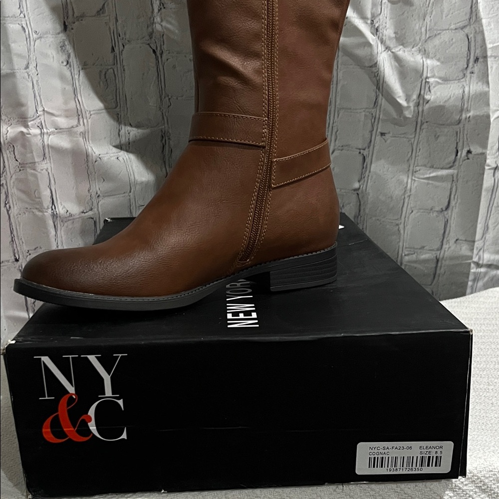 New York & Company Women's Tan Heeled Boots